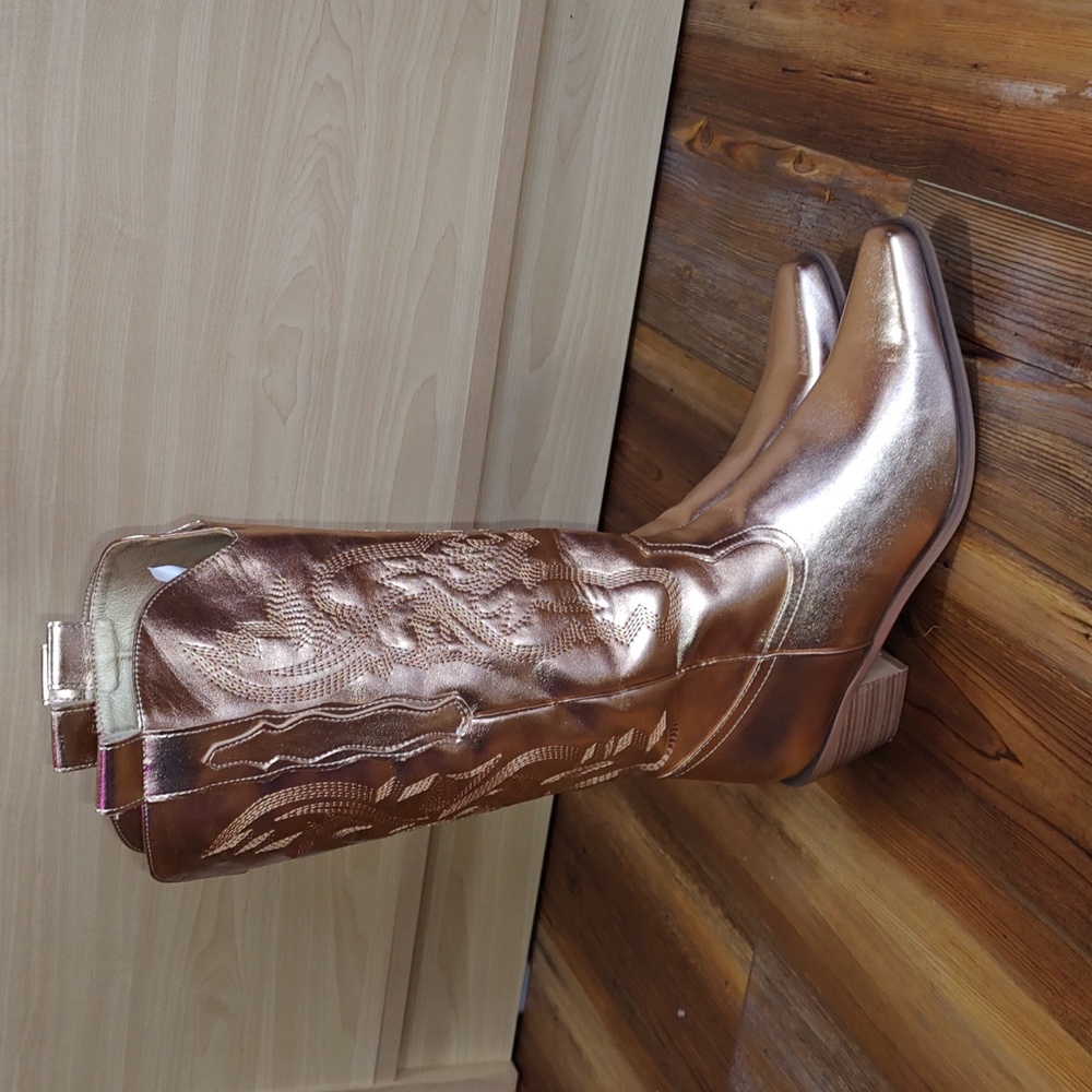 Women's gold metallic cowboy boots SALE - Picture 7 of 12